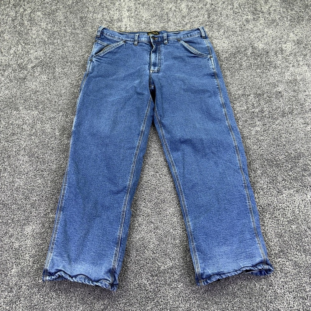 Stanley Jeans Mens 36x29 Blue Relaxed Straight Lined Denim Insulated Workwear